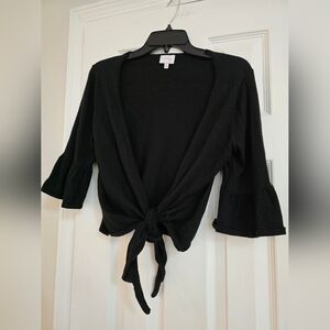 Elegant Black Tie-Front Cardigan